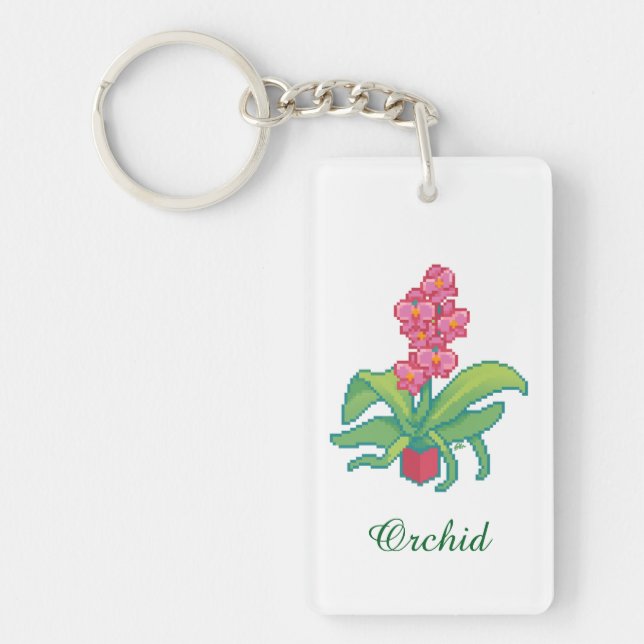 orchid pixelart, Pixel Art  Schlüsselanhänger (Vorderseite)