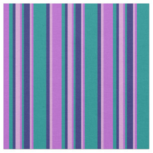 Orchid, Plum, Midnight Blue & Dark Cyan Lines Stoff