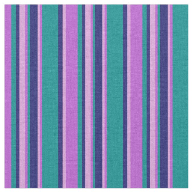 Orchid, Plum, Midnight Blue & Dark Cyan Lines Stoff (Nahaufnahme)