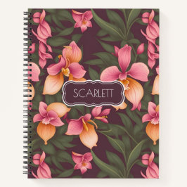 Orchid Retro Personalisiertes Muster Notizbuch