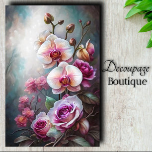 Orchid Rosen Dream Decoupage Seidenpapier
