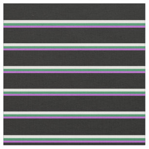 Orchid, Sea Green, White und Black Colored Lines Stoff