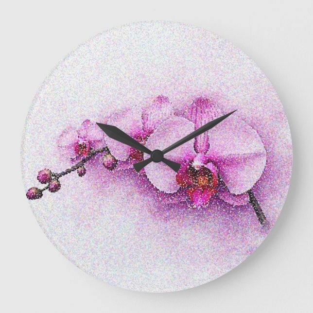 Orchid Sky Serenade Große Wanduhr (Vorderseite)