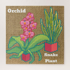 Orchid, snake plant Pixelart, Pixel Art Puzzle