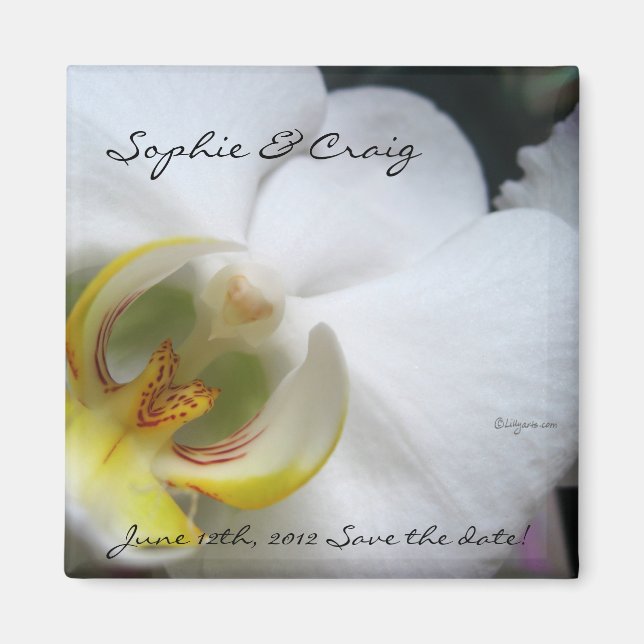 Orchid speichert die Datumsmagnete für Hochzeiten Magnet (Vorne)