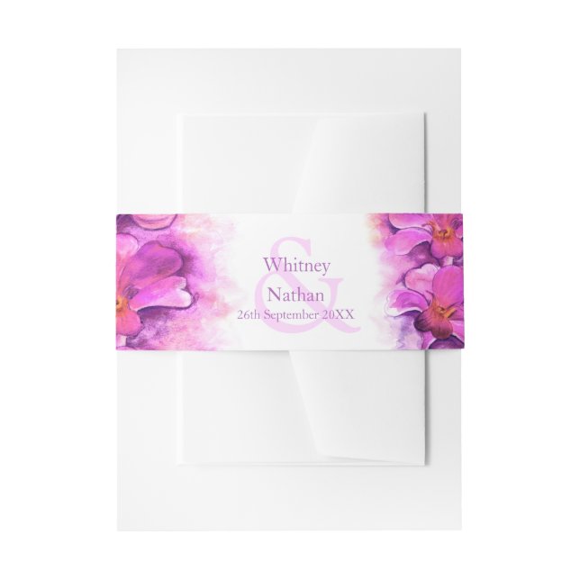 Orchid stylisierte lose Wasserfarbband Einladungsbanderole (Vorderseite Beispiel)