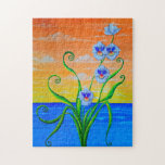 Orchid Sunset Puzzle<br><div class="desc">A Colorful Watercolor Painting of the Sunset Over the Ocean with Beautiful Orchids in th foreground. A Real Eye-catcher that Makes a Great Gift to the Orchid or Sunset Lover in Your Life. That is After the One You Buy for Yourself... Add Text to Personalize for Any Season or Any...</div>