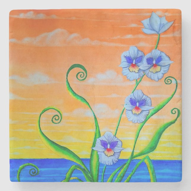 Orchid Sunset Steinuntersetzer (Vorderseite)