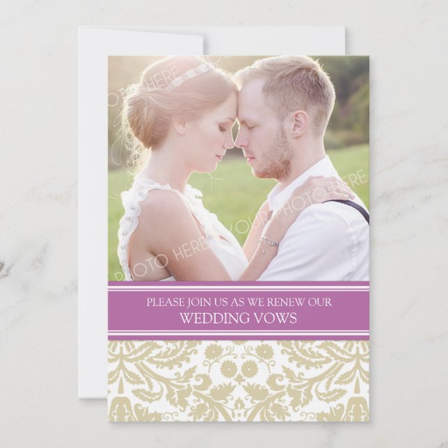 Orchid Tan Foto Hochzeitsreise zur Erneuerung Einladung (Vorderseite)