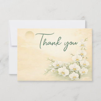 Orchid Thank You Card – Ivory White Floral Design Dankeskarte