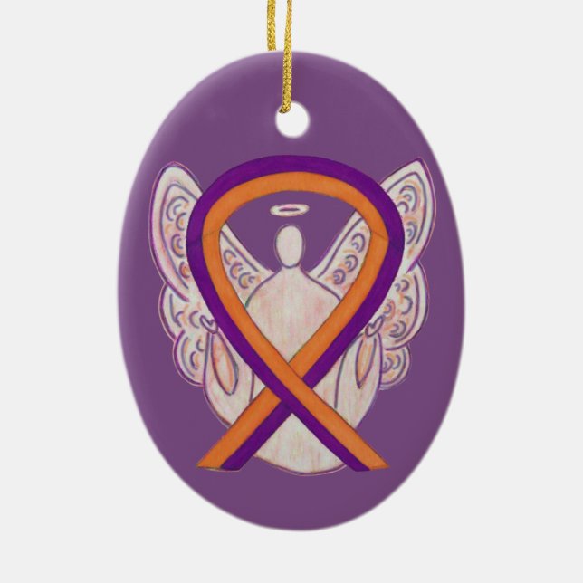 Orchid und Orange Awareness Ribbon Angel Ornamente (Hinten)
