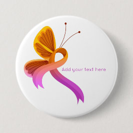 Orchid und Orange Awareness Ribbon Butterfly Button