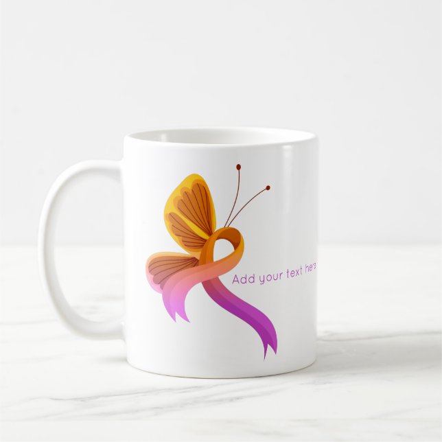 Orchid und Orange Awareness Ribbon Butterfly Kaffeetasse (Links)