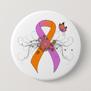 Orchid und Orange Awareness Ribbon mit Schmetterli Button