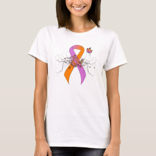 Orchid und Orange Awareness Ribbon mit Schmetterli T-Shirt