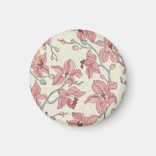 Orchid Vintages Muster: Elegantes Papier Magnet