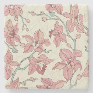 Orchid Vintages Muster: Elegantes Papier Steinuntersetzer