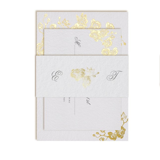 Orchid Vows Elfenbein Formal Classic Wedding Initi Einladungsbanderole (formal wedding invitation belly band 2 orchids gold foil modern classic traditional art ivory)