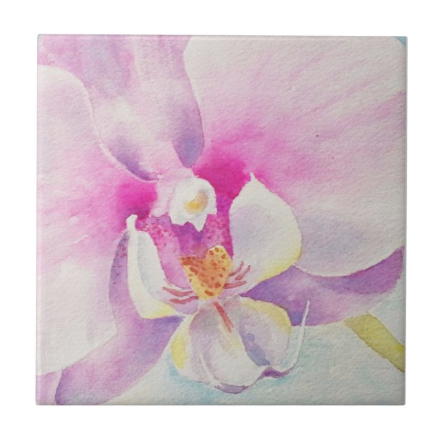 Orchid Watercolor Tile Fliese (Vorderseite)