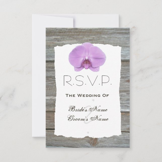 Orchid Wedding RSVP - Barnwood (Vorderseite)