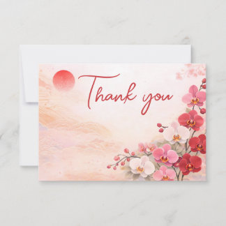 Orchid wedding Thank You Card – Pink Floral Design Dankeskarte