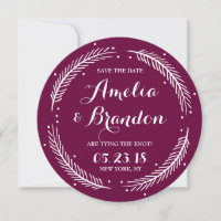 Orchid Whimsical Winter Wreath Save the Date Karte
