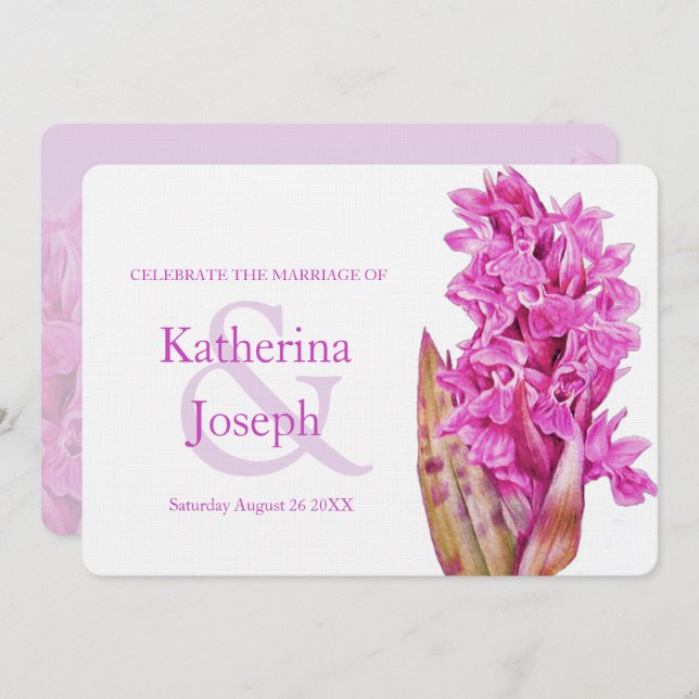 Orchid Wildblume Aquarell lila Hochzeit einladen Einladung (Vorne/Hinten)