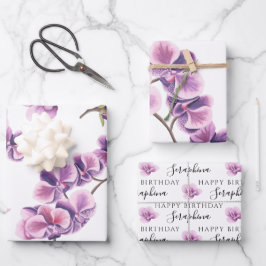 Orchid Wrapping Paper Sheets Geschenkpapier Set