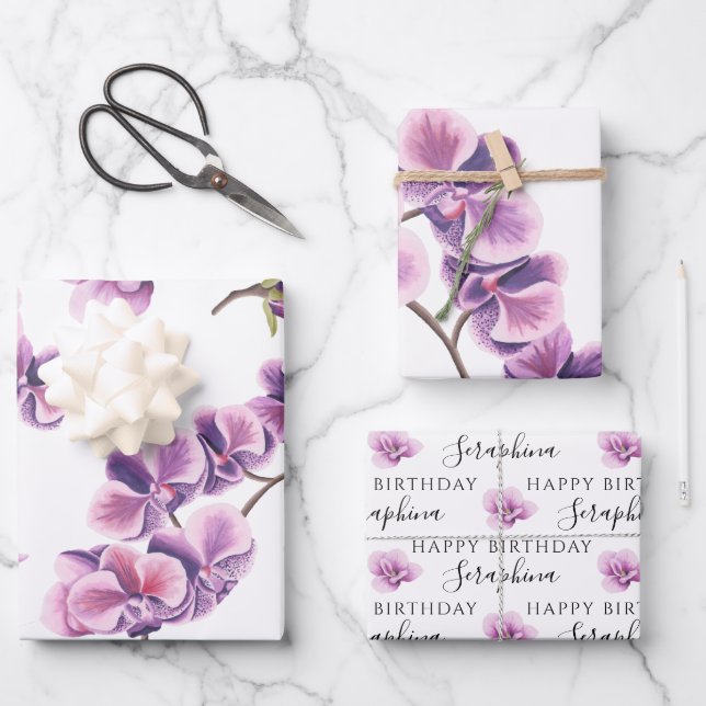 Orchid Wrapping Paper Sheets Geschenkpapier Set (Vorderseite)
