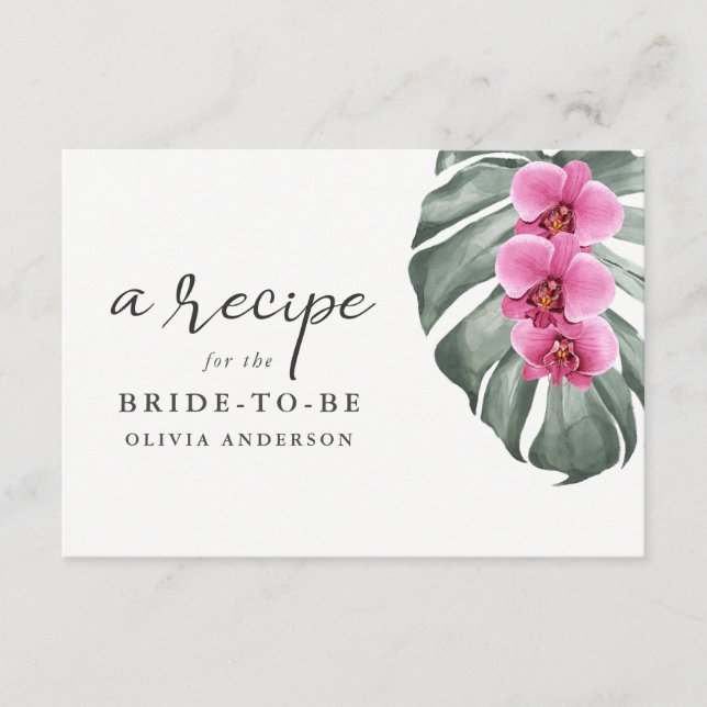 Orchidee auf der Monstera Rezept Karte (Vorderseite)