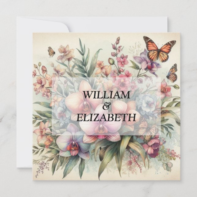 Orchidee Blume Aquarell in sanften Pastellfarben i Einladung (Vorderseite)