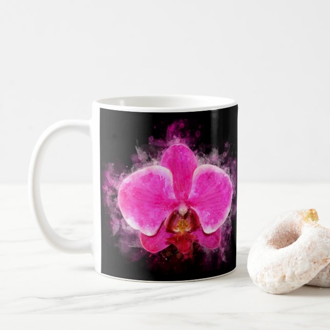 Orchidee Blume Aquarell - Rosa bb 02 Kaffeetasse (Mit Donut)