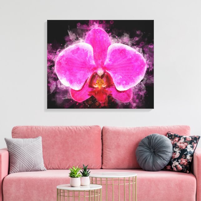Orchidee Blume Aquarell - Rosa bb 02 Leinwanddruck (Insitu (Wohnzimmer))