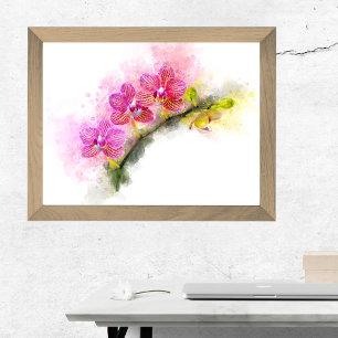 Orchidee Blume Aquarell - Rosa wb 01 Fotodruck