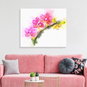 Orchidee Blume Aquarell - Rosa wb 01 Leinwanddruck