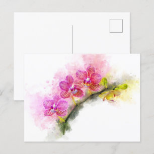 Orchidee Blume Aquarell - Rosa wb 01 Postkarte