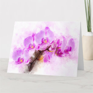 Orchidee Blume Aquarell - Rosa wb 03 Dankeskarte
