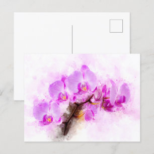 Orchidee Blume Aquarell - Rosa wb 03 Postkarte