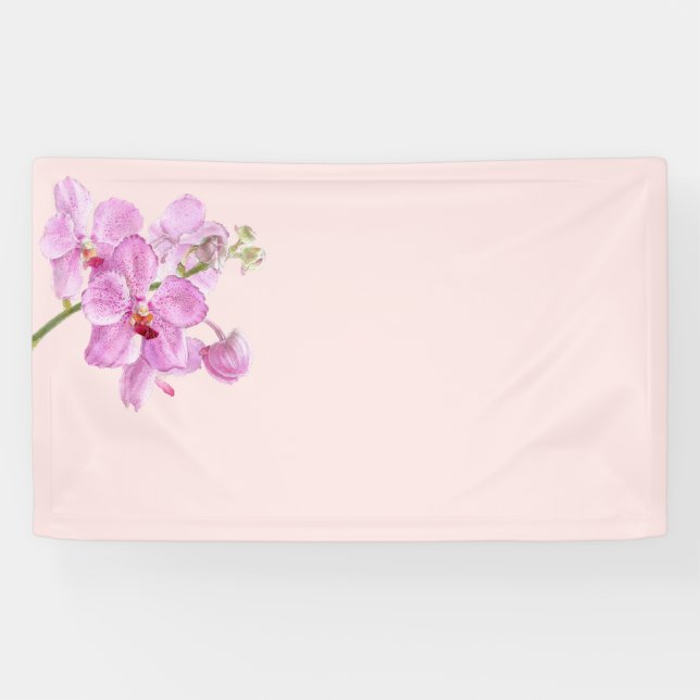 Orchidee Blume auf rosa pastellfarbenem Hintergrun Banner (Horizontal)