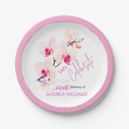 Orchidee Blume blüht 60. Geburtstag Papier Teller
