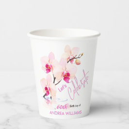 Orchidee Blume blüht 60. Geburtstagspapiere Pappbecher