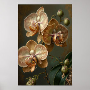 Orchidee Blume Weißes Motiv Poster