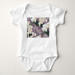 Orchidee dunkle Lavendel-Wasserfarbe. Baby Strampler