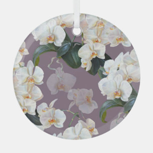 Orchidee dunkle Lavendel-Wasserfarbe. Ornament Aus Glas