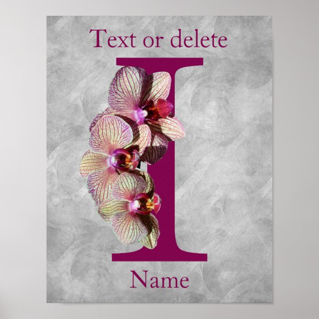 Orchidee Elegante Monogramm Initiale I Personalisi Poster (Vorne)