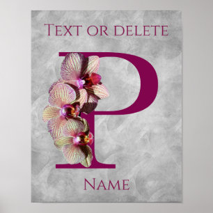 Orchidee Elegantes Monogramm Anfangsbuchstabe P Pe Poster