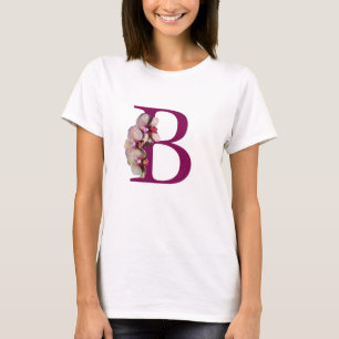 Orchidee Elegantes Monogramm Initiale B T-Shirt