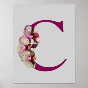 Orchidee Elegantes Monogramm Initiale C   Poster