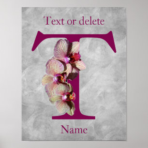 Orchidee Elegantes Monogramm Initiale T Personalis Poster