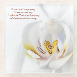 Orchidee im Weiß "ein kleines Gebets-" Untersetze Glasuntersetzer